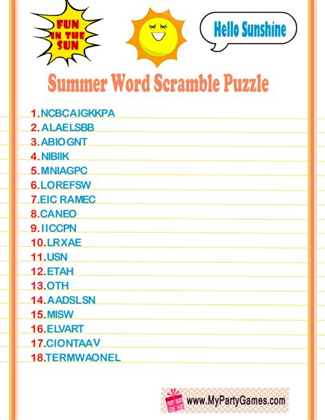 Summer Puzzles Printable