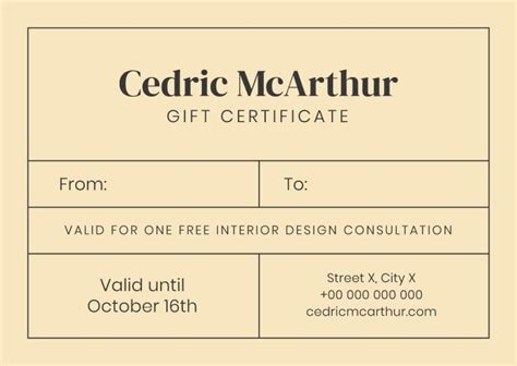 Free Elegant Cedric Mcarthur Interior Design T Certificate Templates
