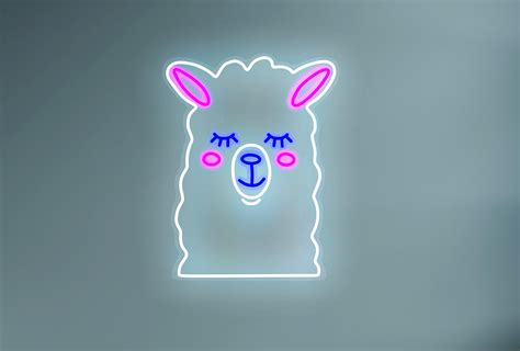 Llama Neon Sign Llama Ts Llama Baby Shower Neon Etsy