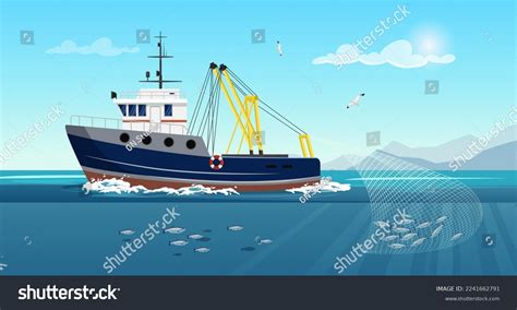 Fishing Boat Over Royalty Free Licensable Stock Illustrations