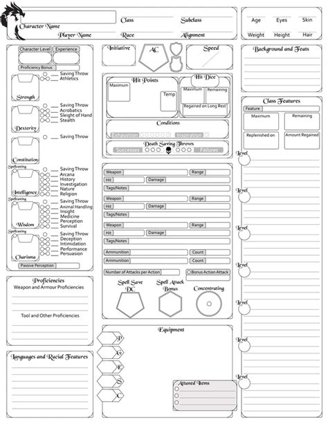 Complete Character Sheet E V Now A Better Fillable Pdf With Tooltips Oc Dnd Dungeons