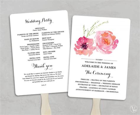 Free Downloadable Wedding Program Fan Template That Can Be Printed