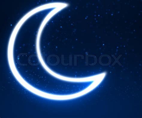 Dark Blue Night Sky Background With Moon And Twinkling