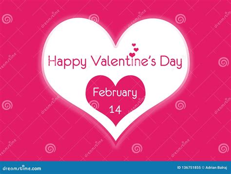 Happy Valentines Day Hearts On February 14th Stock Illustration