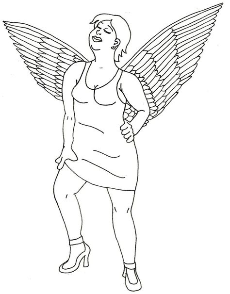 pin up girl with wings tattoo stencil by captainquirk