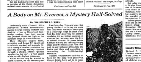 1999 Body Of George Mallory Found On Mt Everest 75 Years After His
