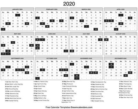 Dream Calendars Make It 2020 Template