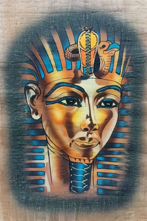 Egyptian King Tut Ankh Amun Classic Portrait Painting On Papryus Ebay