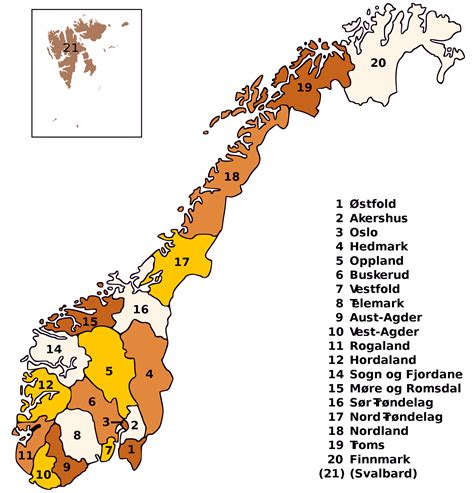 Noorwegen Kaart Provincies Vogels