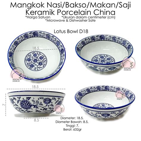 Jual Mangkok Mangkuk Saji Makan Sup Soup Bakso Baso Keramik China Porcelain Porselain D18 Bowl