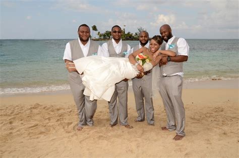 Bride And Her Men At Couples Tower Isle Ocho Rios Destination Wedding