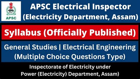 APSC Electrical Inspector Syllabus Official YouTube
