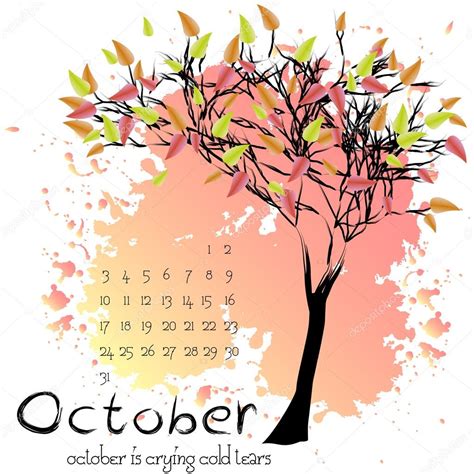 Abstract Nature Background With Autumn Tree October Stock Vector Image