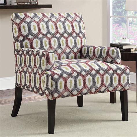 Don't be afraid to be bold when picking a material, pattern, or color. Geometric Patterned Accent Chair (Red w/ Grey) by Coaster ...