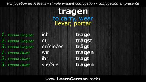 Learn German Verbs Tragen ⇔ To Carry ⇔ Llevar Aprender Alemán De ⇔ En ⇔ Es Youtube