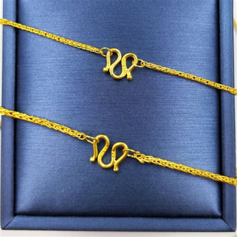 Pure 999 24k Yellow Gold Chain Women Wheat Link Necklace 28g 173in L Ebay
