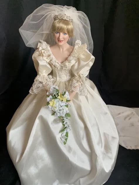 Franklin Mint Princess Diana Porcelain Wedding Doll Coa Original