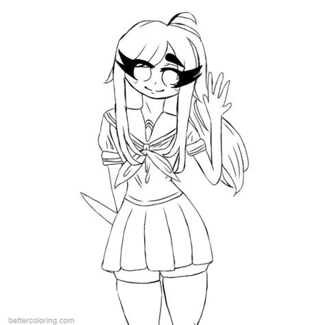 Ayano Aishi From Yandere Simulator Coloring Pages Free Printable