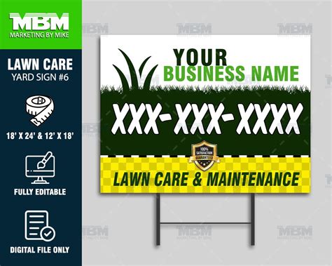 Lawn Care Yard Signs Personalized Landscaping Entrepreneur Custom Yard