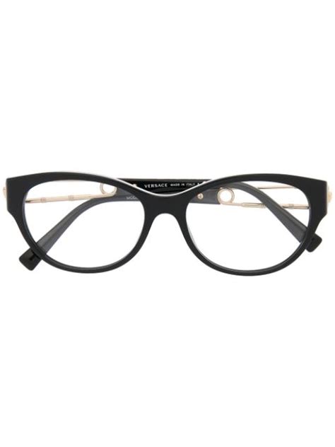 Shop Versace Eyewear Safety Pin Round Frame Glasses With Express Delivery Farfetch