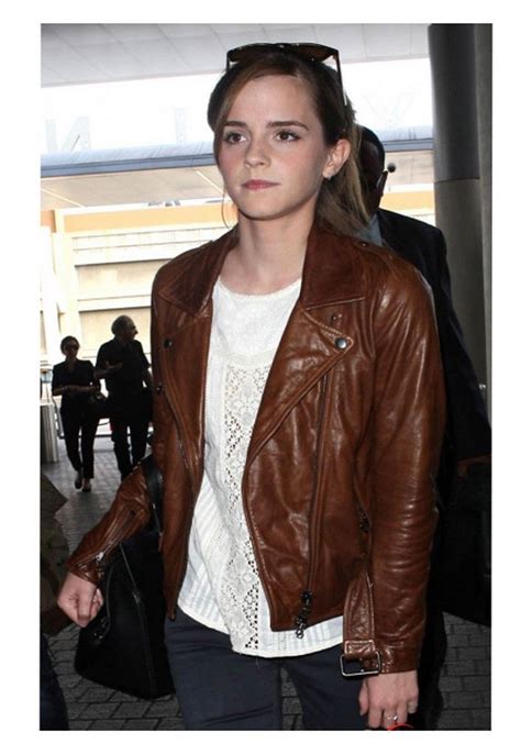 Emma Watson Stylish Brown Leather Jacket Celebrity Jackets Leather