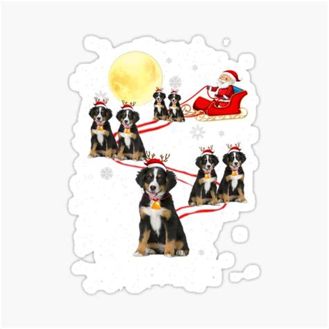 Bernese Mountain Dog Santa Sleigh Reindeer Christmas Xmas Sticker By