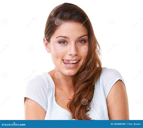Can I Have Some A Young Woman Licking Her Lips Stock Image Image Of