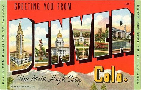 Denver Colorado Large Letter Mile High City Vintage Postcard Colorado