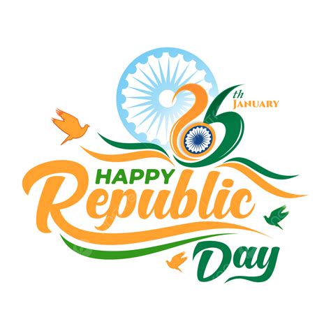 Happy Republic Day Creative Typography 26th January Lettering Indian