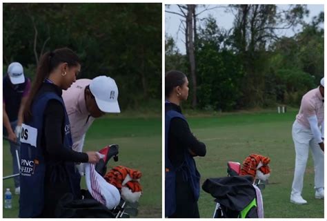 Watch Tiger Woods Daughter Sam Makes Her Caddie Debut At Pnc Championship