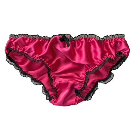 Hot Pink Satin Frilly Sissy Panties Bikini Knicker Underwear Briefs Size 6 20 Ebay