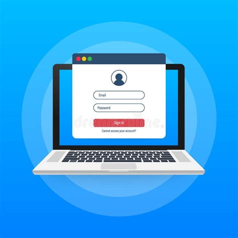 Login Page On Laptop Screen Notebook And Online Login Form Sign In