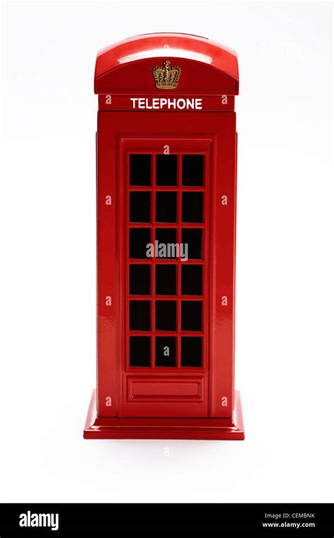 Classic British Telephone Booth Isolated On White Background Stock