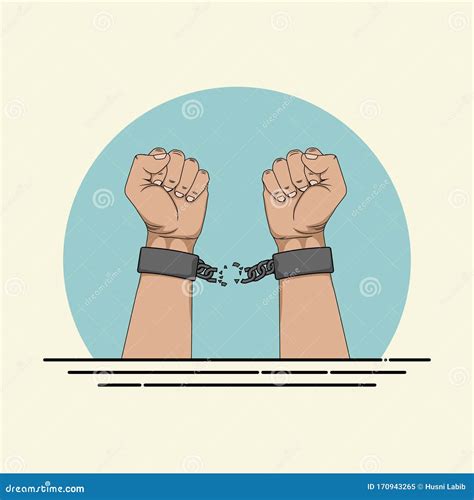 Broken Handcuffs On Hand Vector Illustration Stock Vector Illustration Of People Handcuffs