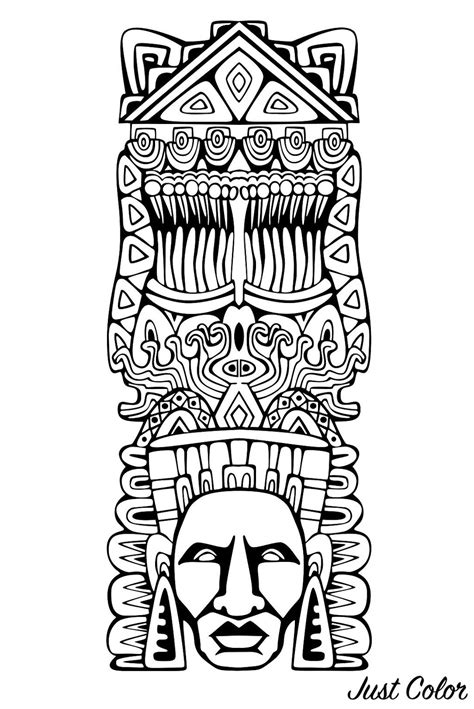 Mayan Mask Coloring Pages Máscara Maya 1 Mayan Mask Tribal