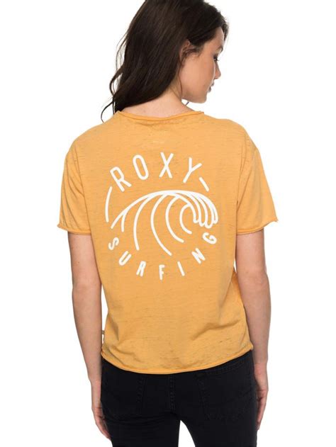 Yellow Womens Roxy T Shirts Mojito Party Burn Out T Shirt Oak Buff Navigate Fp