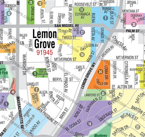Lemon Grove Map San Diego County Ca Otto Maps