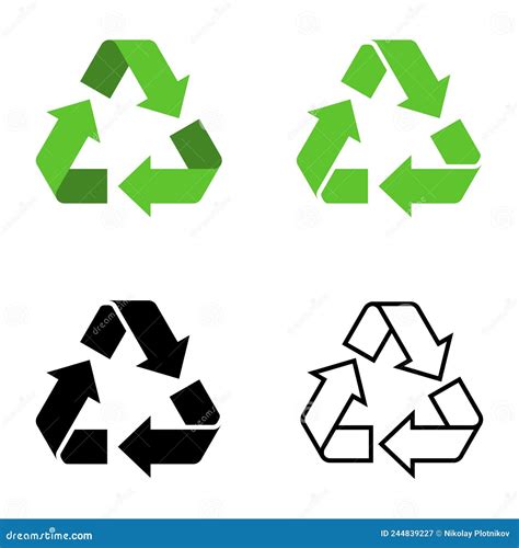 Recycling Icons Set Isolated On White Background Arrow That Rotates