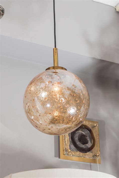 Venetian Glass Gold Flake Mouth Blown Sphere Light Pendant At 1stdibs Gold Flake Light