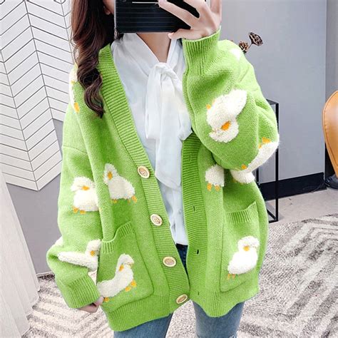 Chicuu Girls Sweater Women Long Sleeves Knit Cardigan Buttons Front