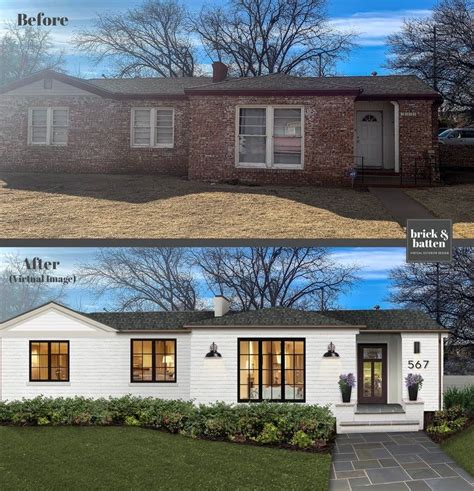 Ranch house exterior before and after: 20 Painted Brick Houses to Inspire You in 2020 | Blog | brick&batten in 2020 | Painted brick ...