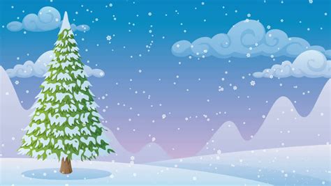 Winter Landscape 2 Cartoon Christmas Tree Stock Footage Video 100