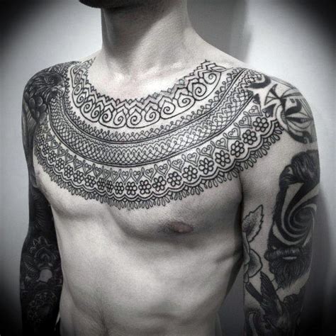 Henna Collar Bone Male Tattoos With Black Ink Collar Bone Tattoo For