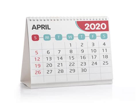 April 2020 Desktop Calendar Stock Image Image Of Days Organize