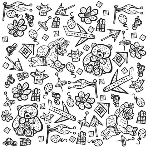 Child Pattern With Cute Toy Elements Vector Illustration 7520595