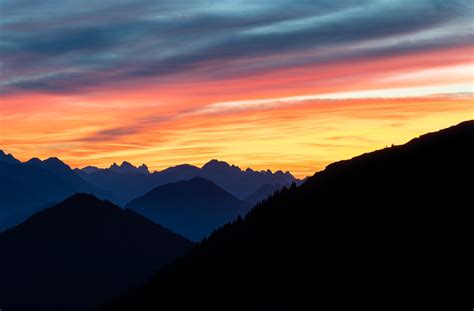 Fiery Sunset Over The Bavarian Alps 125mm Ff Rtelephotolandscapes