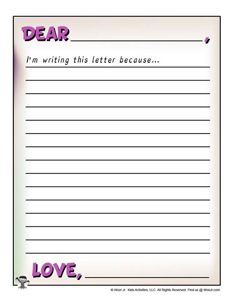 Letter Writing Template For Kids