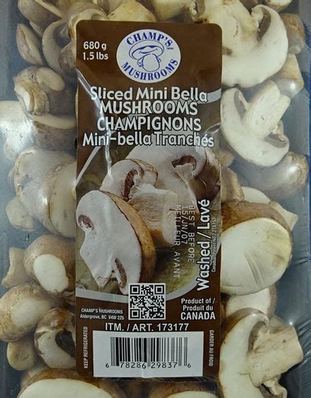 Champs Sliced Mini Bella Mushrooms Recalled Cfig Canadian
