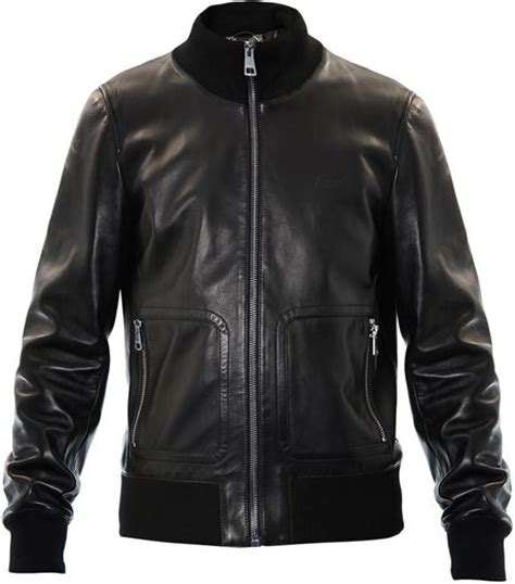 Gucci Leather Bomber Jacket In Black For Men Lyst