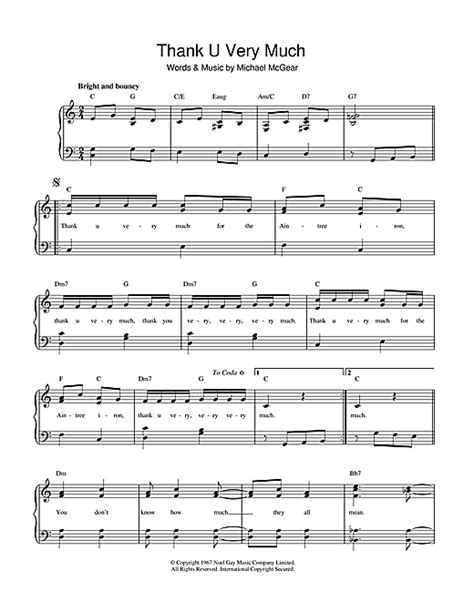 The Scaffold Thank U Very Much Sheet Music Notes Download Printable